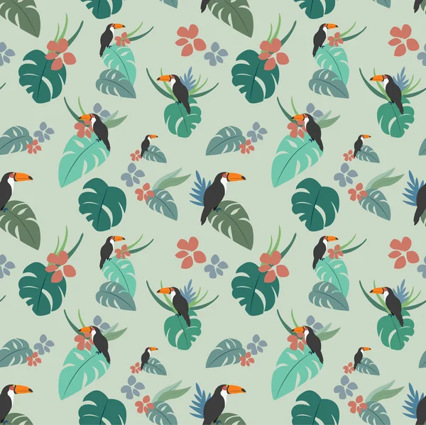 Tucanes y flores tropicales — Archivo Imágenes Vectoriales