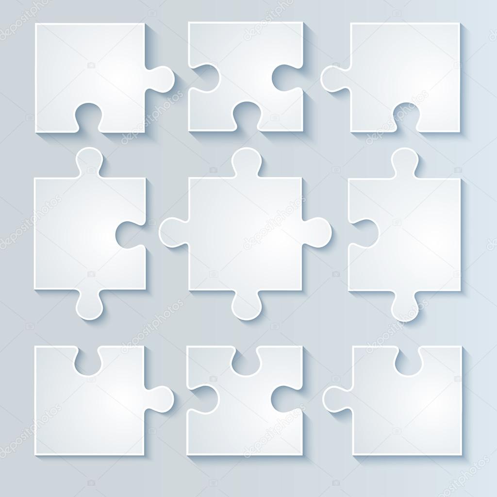 Set of white puzzle parts