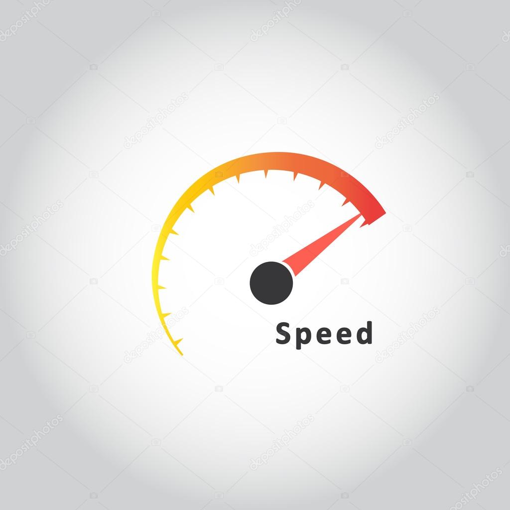 Colorful speedometer icon against white background