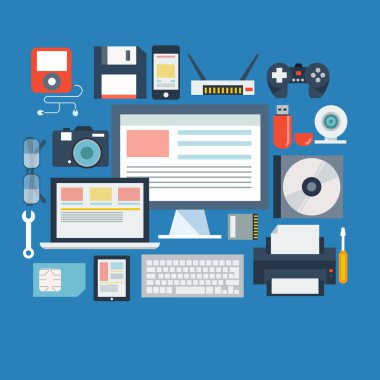 Öğeleri ve bilgisayar teknolojisinin simgeler