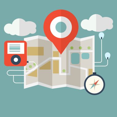 Gezinti öğelerini ve sembollerle sokak haritası