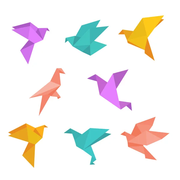 Coloridas aves de origami — Vector de stock