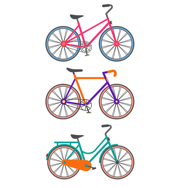 Три красочных велосипеда
