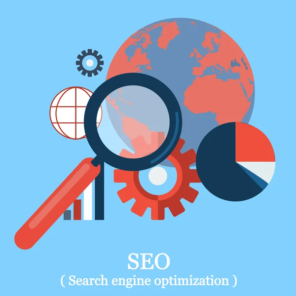 Conjunto plano iconos SEO — Archivo Imágenes Vectoriales