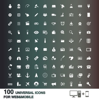 web ve mobil için 100 simgeler