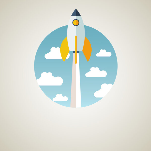 Laptop and rocket, startup icons