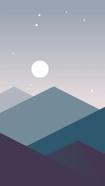 Luna sobre paisaje de montaña — Vector de stock