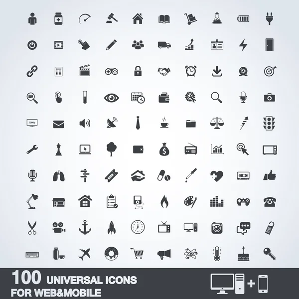 100 iconos de contorno universal — Archivo Imágenes Vectoriales