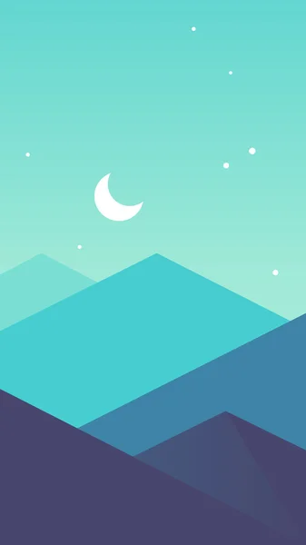 Luna sobre las montañas por la noche — Vector de stock