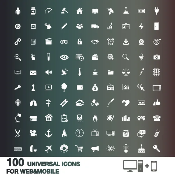 100 icons for web and mobile — Stock Vector