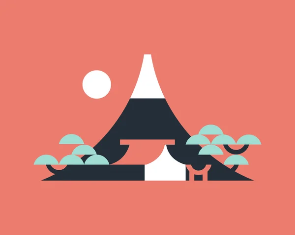 Fondo, Paisaje japonés — Vector de stock