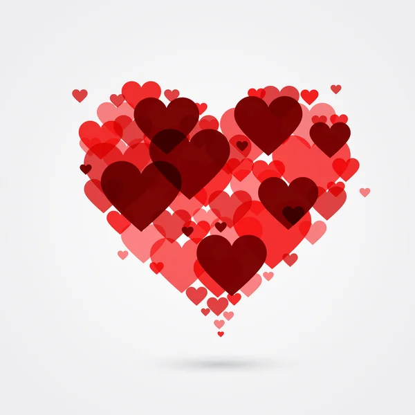 Inima roșie cu inimi mici — Vector de stoc