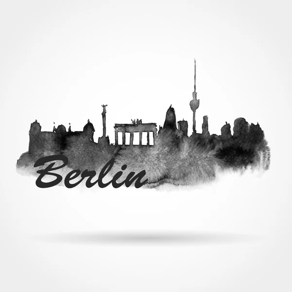 Silhouette panorama de Berlín — Vector de stock