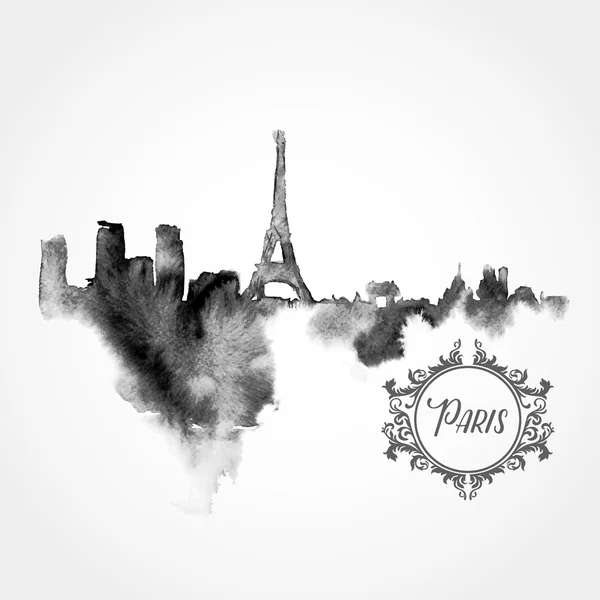 Schwarze Pariser Silhouette — Stockvektor