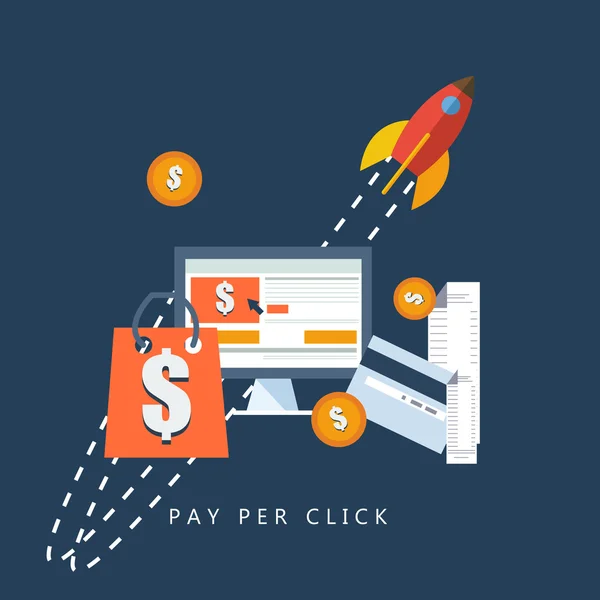 Ikoner av betala per klick — Stock vektor