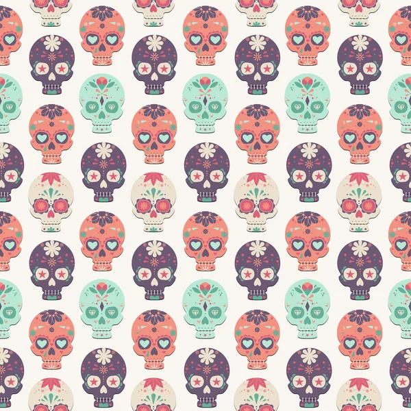 Seamless pattern with colorful skulls — Stock Vector