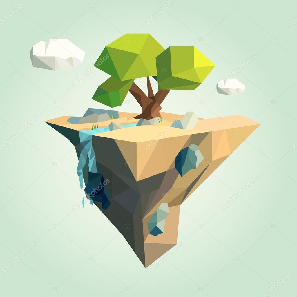 Vector low poly island