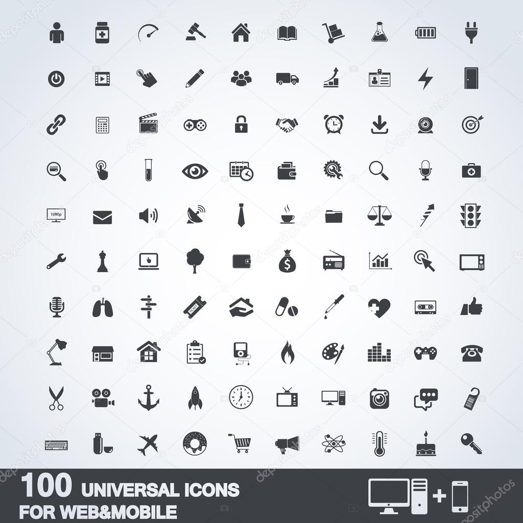 100 Universal Outline Icons