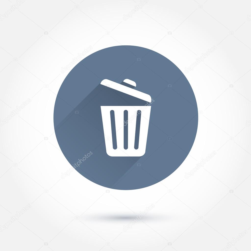 Cart trash can icon in blue circle against white background