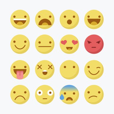 Düz Smiley ifadeler kümesi