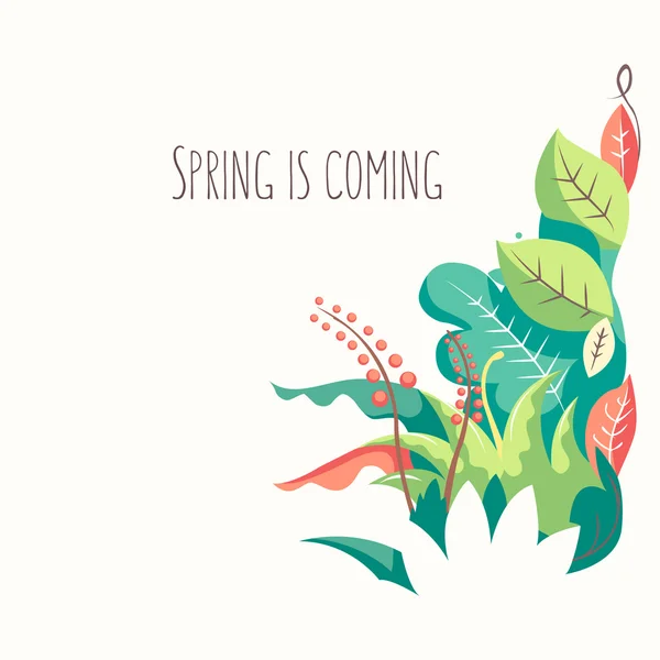 De lente is Coming kaart — Stockvector