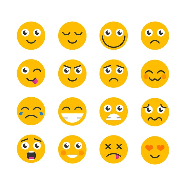 Uppsättning platt Smiley emoticons — Stock vektor