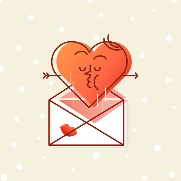 Καρδιά χαρακτήρα που φέρουν έξω από το φάκελο — Διανυσματικό Αρχείο