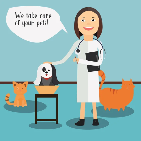 Conceito veterinário com médico —  Vetores de Stock