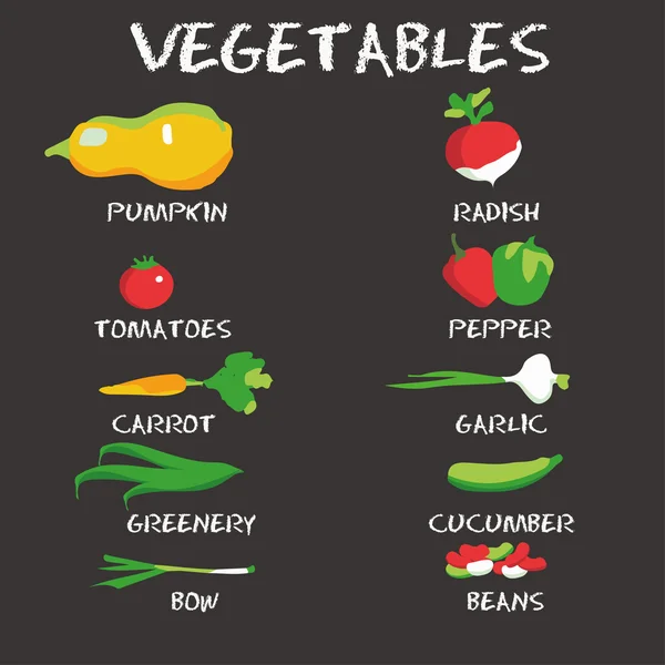 Conjunto de verduras dibujo a mano . — Vector de stock