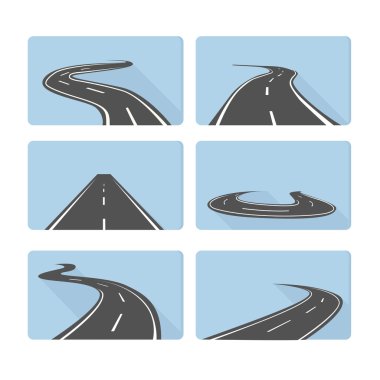 Different perspective roads set clipart