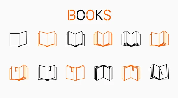 Ensemble de livres ouverts — Image vectorielle