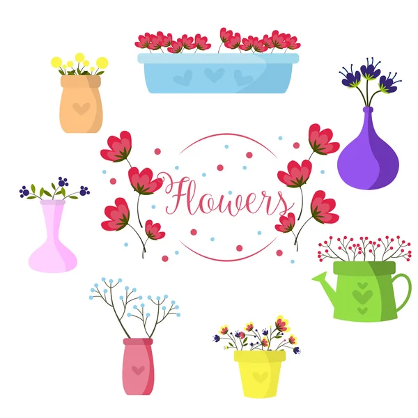 Vaser av blommor — Stock vektor