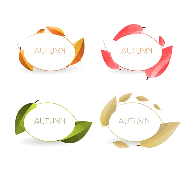 Quatro banners de outono com folhas coloridas — Vetor de Stock