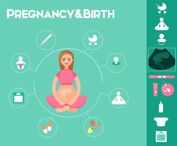 Set infografico gravidanza — Vettoriale Stock