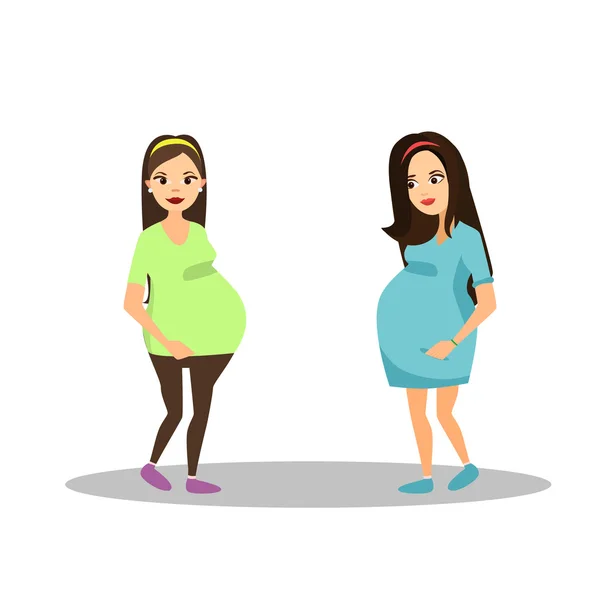Desenhos animados mulheres grávidas —  Vetores de Stock
