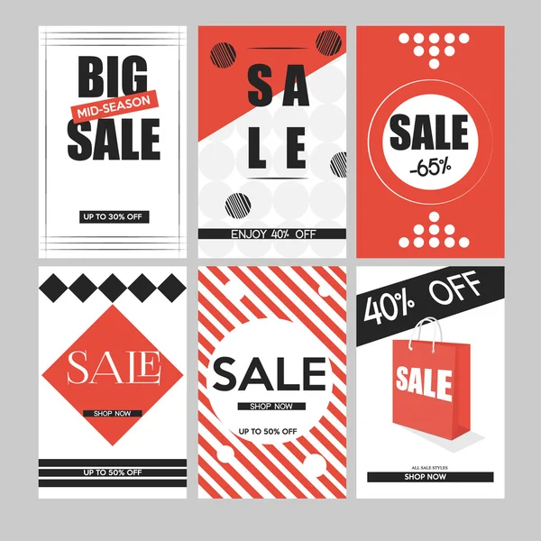 Conjunto de banners móviles para compras online — Vector de stock