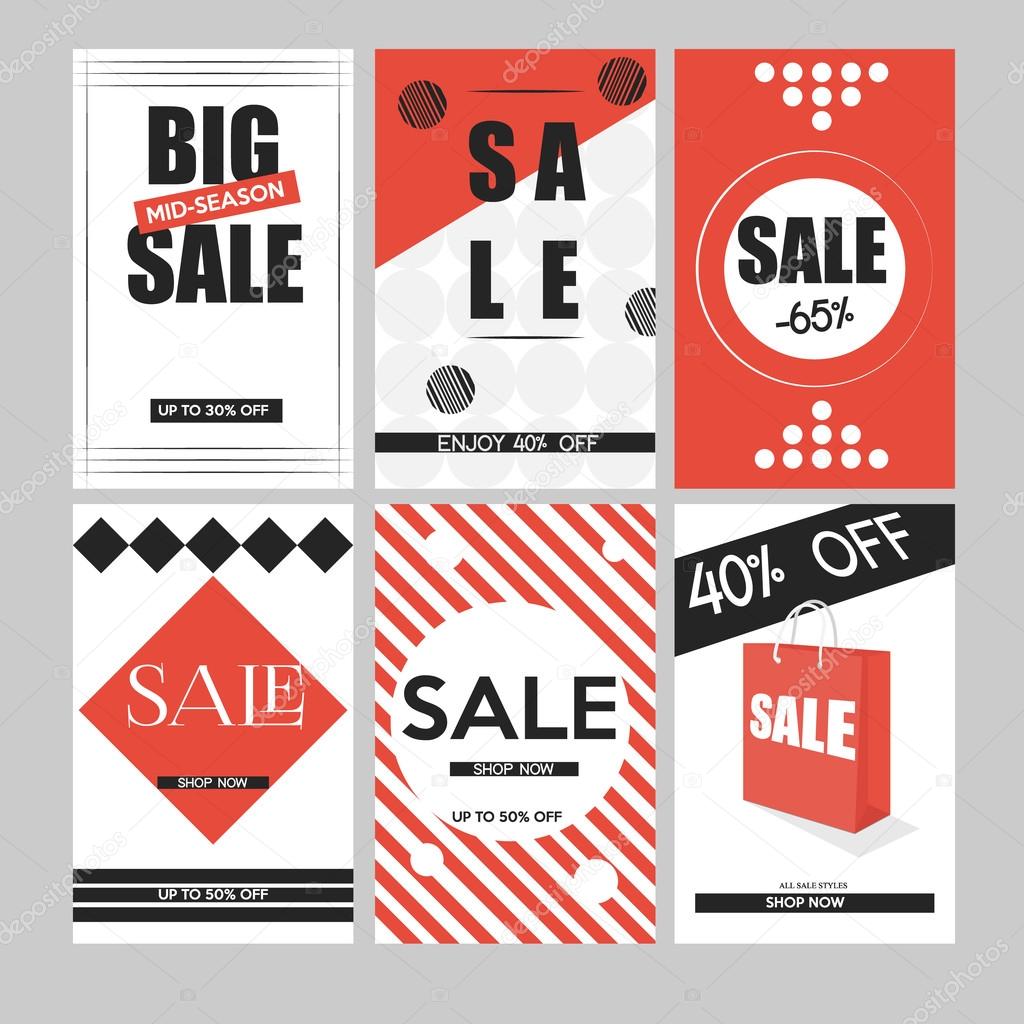 Set of mobile banners for online shopping