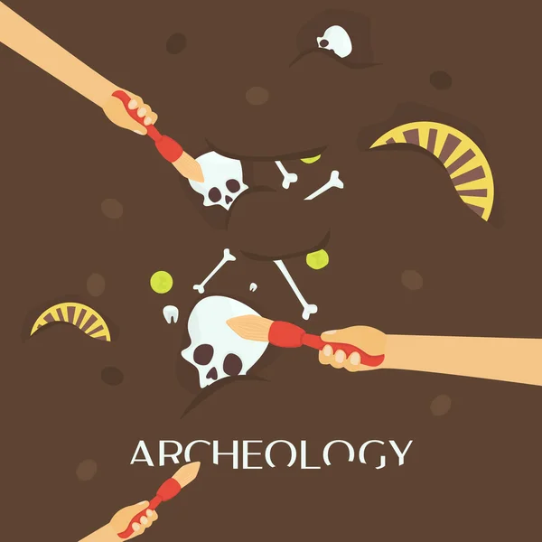 Ciencia arqueológica. Fósiles antiguos . — Vector de stock