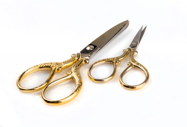Dvou vyšívací nůžky izolovaných na bílém pozadí Stock Snímky