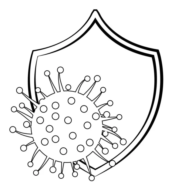 Antivirus escudo contorno signo vector ilustración — Vector de stock