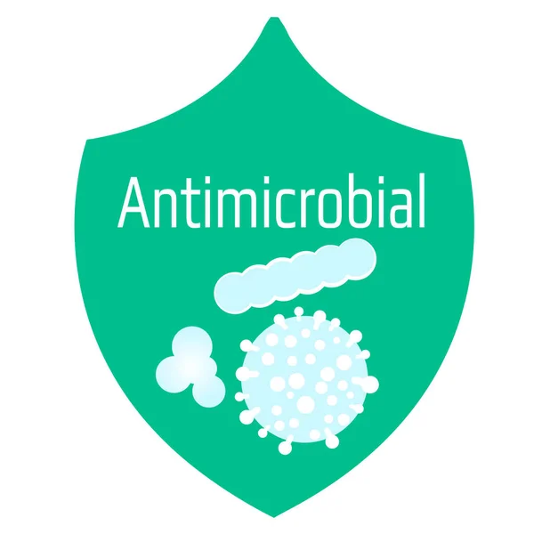 Концепция защиты от вирусов векторных значков противомикробных щитов — стоковый вектор