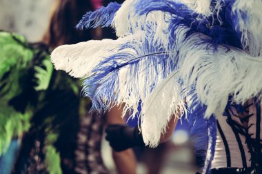 Carnaval Kraliçe karnaval geçit beyaz tüylü, portre