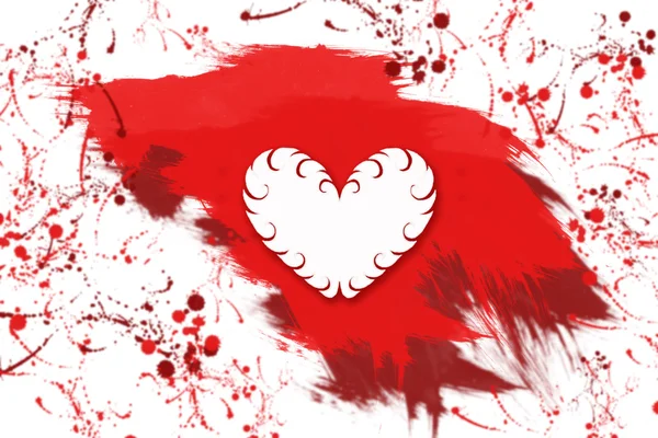 Vit röd hjärta. Alla hjärtans dag design — Stockfoto