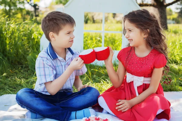 Gyerekek: a piknik fun — Stock Fotó