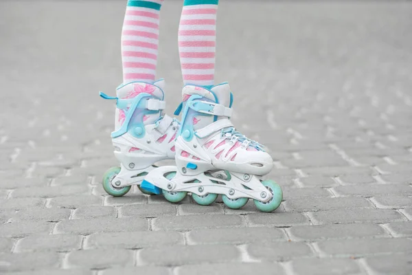 Child Learns Roller Skate Childhood Hobby Concept — Stock Photo, Image