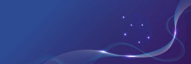 Parlayan dijital dalgalar, veri parçacıkları ve soyut akışa sahip gelecekteki mavi ve mor yapay zeka teknolojisi. Yapay zeka, yenilik ve teknoloji tasarımı için ideal..