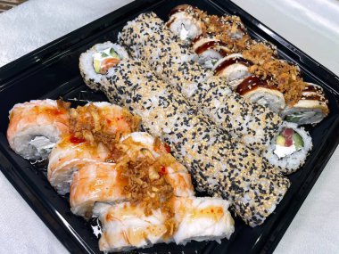 sushi set, red fish, rice, seafood, Japanese cuisine, fish