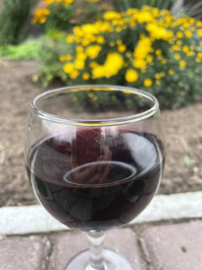 glass of fresh wine and wine