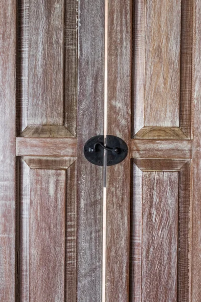 Vintage door knob on wooden antique door furniture — Stock Photo, Image