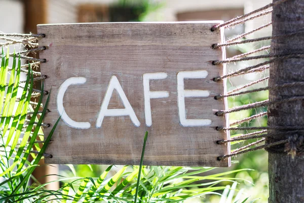 Café sinal de madeira — Fotografia de Stock